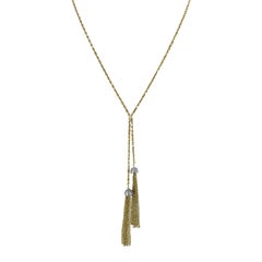 Diamond 14 Karat Yellow Gold Tassel Drop Estate Necklace Rope Chain