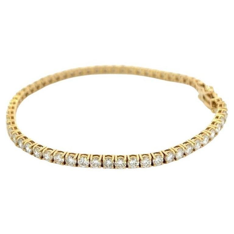 Women's or Men's Diamond 14 Karat Yellow Gold Tennis Bracelet