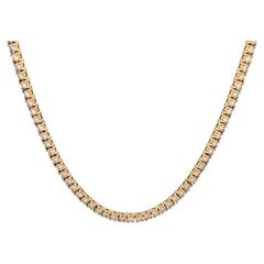 Diamond 14 Karat Yellow Gold Tennis Necklace