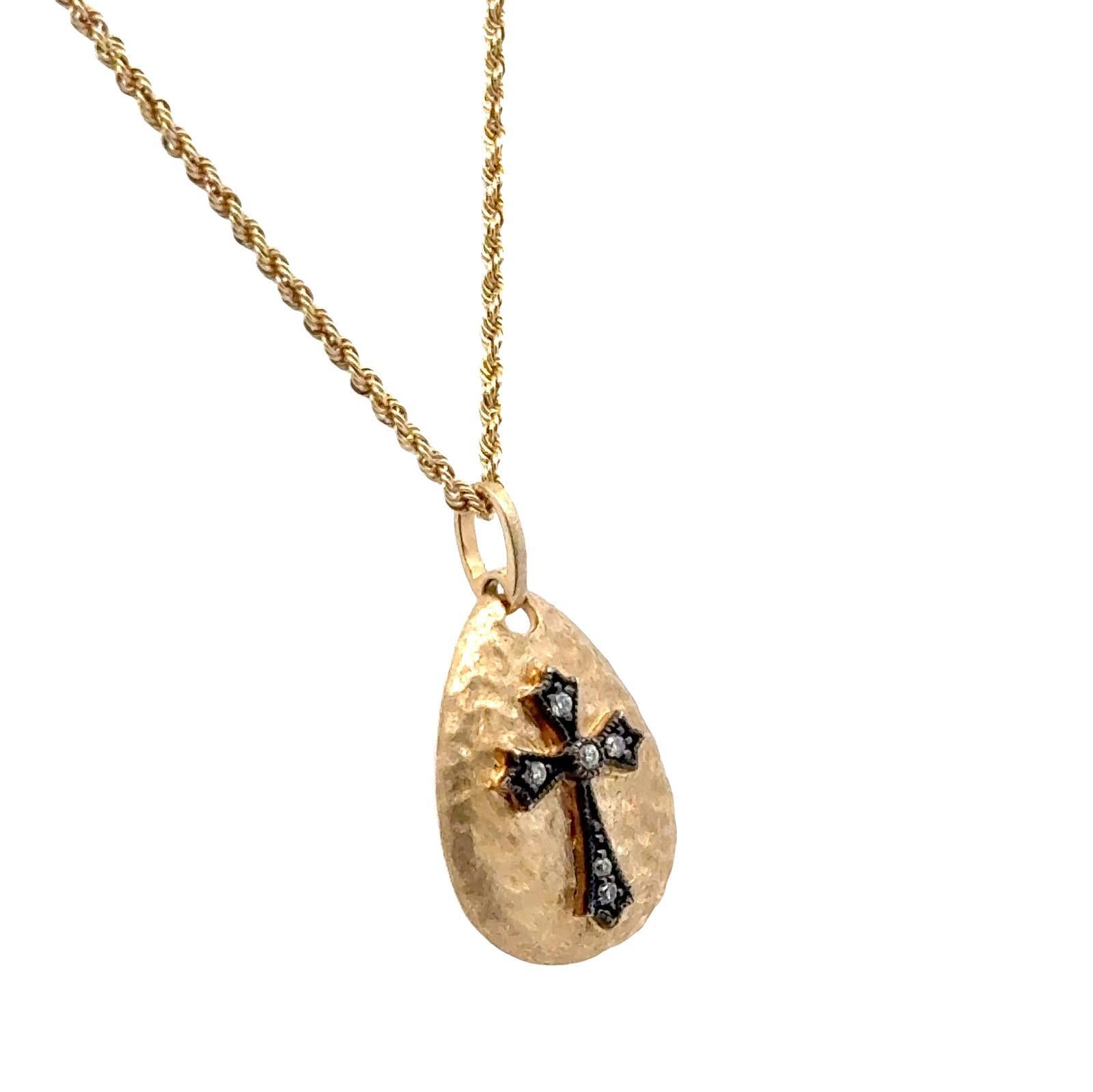 hammered gold cross necklace