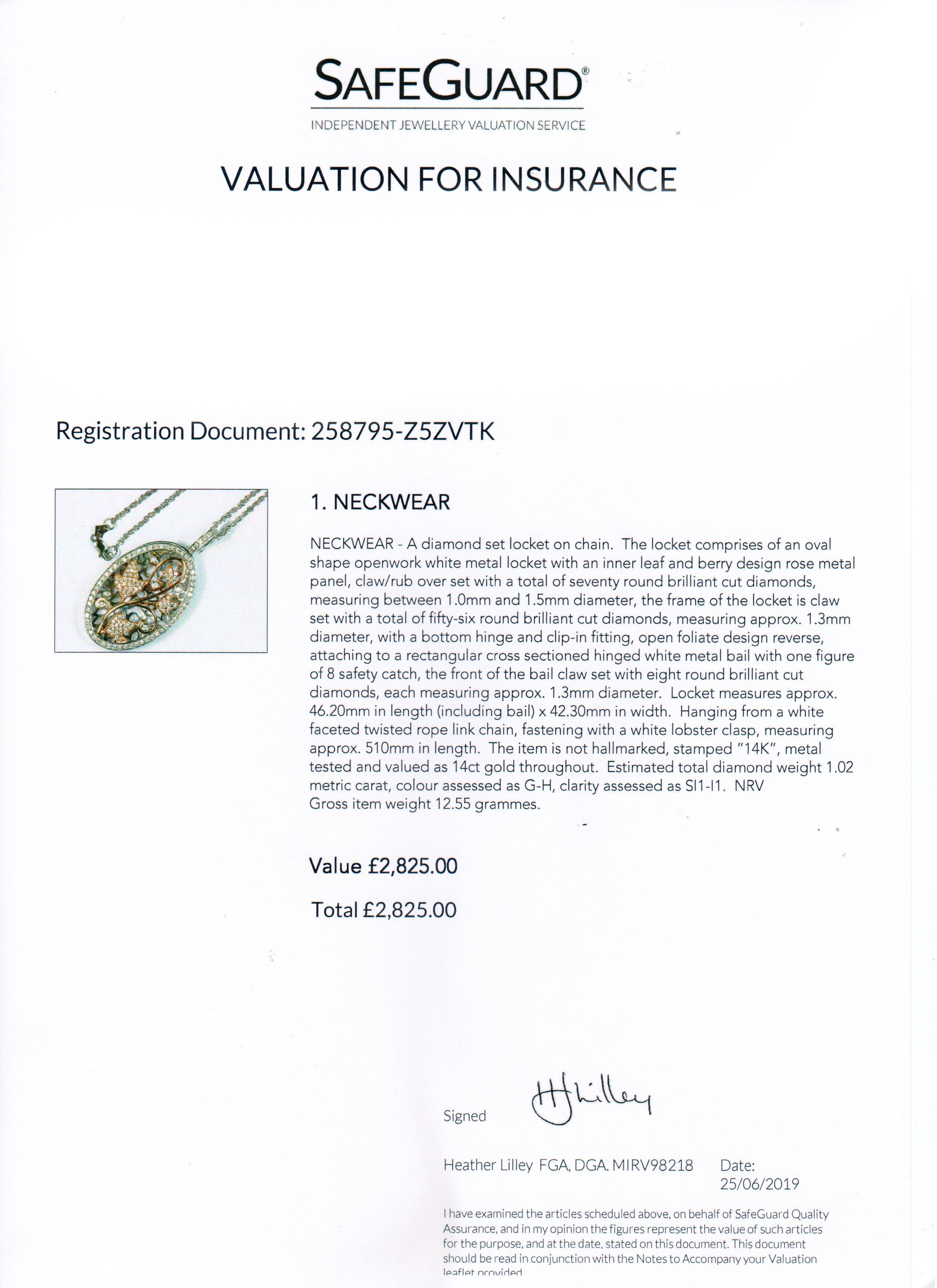 Diamond & 14ct Gold Oval Locket on Chain For Sale 5