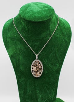 Diamond & 14ct Gold Oval Locket on Chain