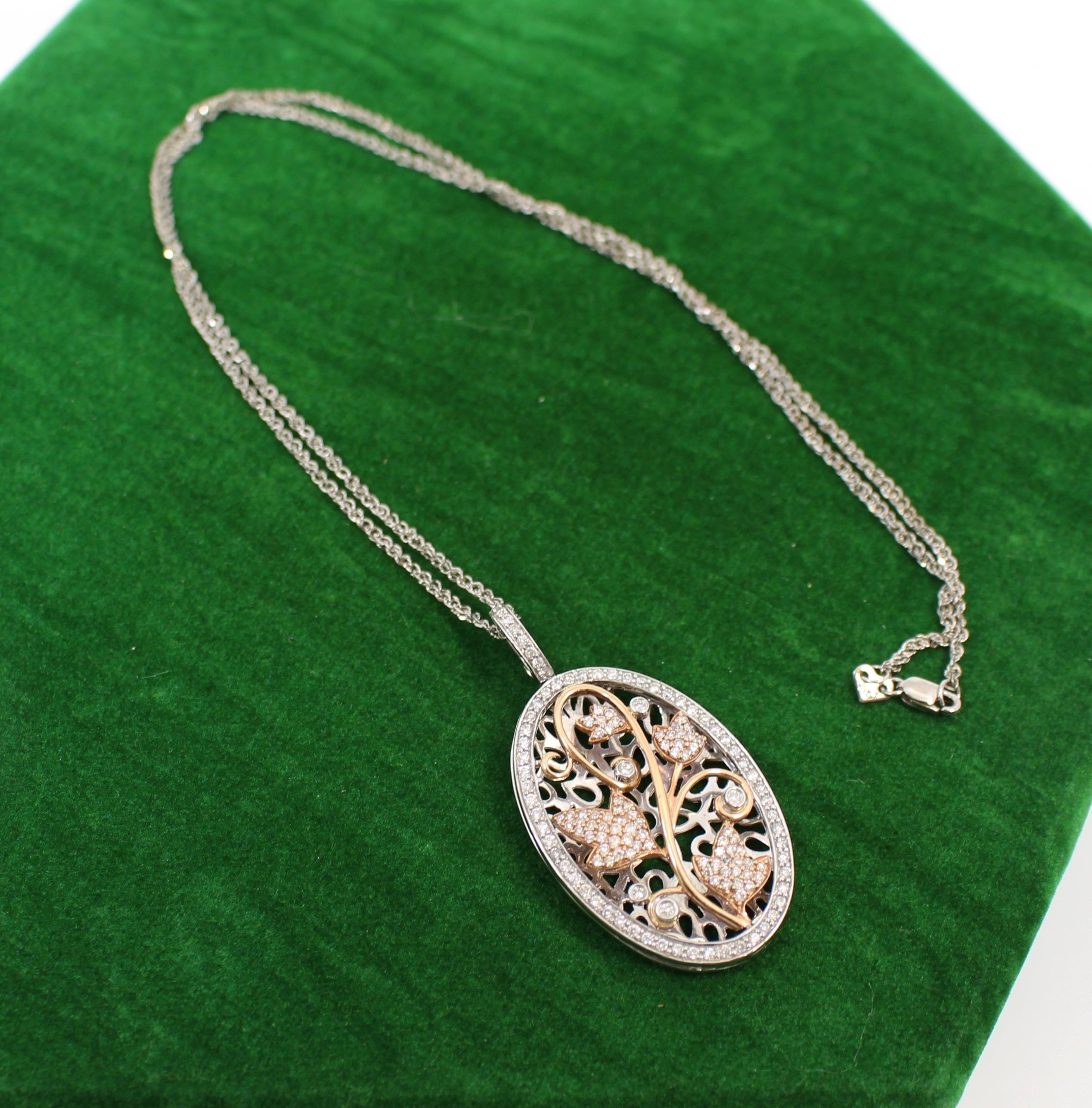 British Diamond & 14ct Gold Oval Locket on Chain For Sale