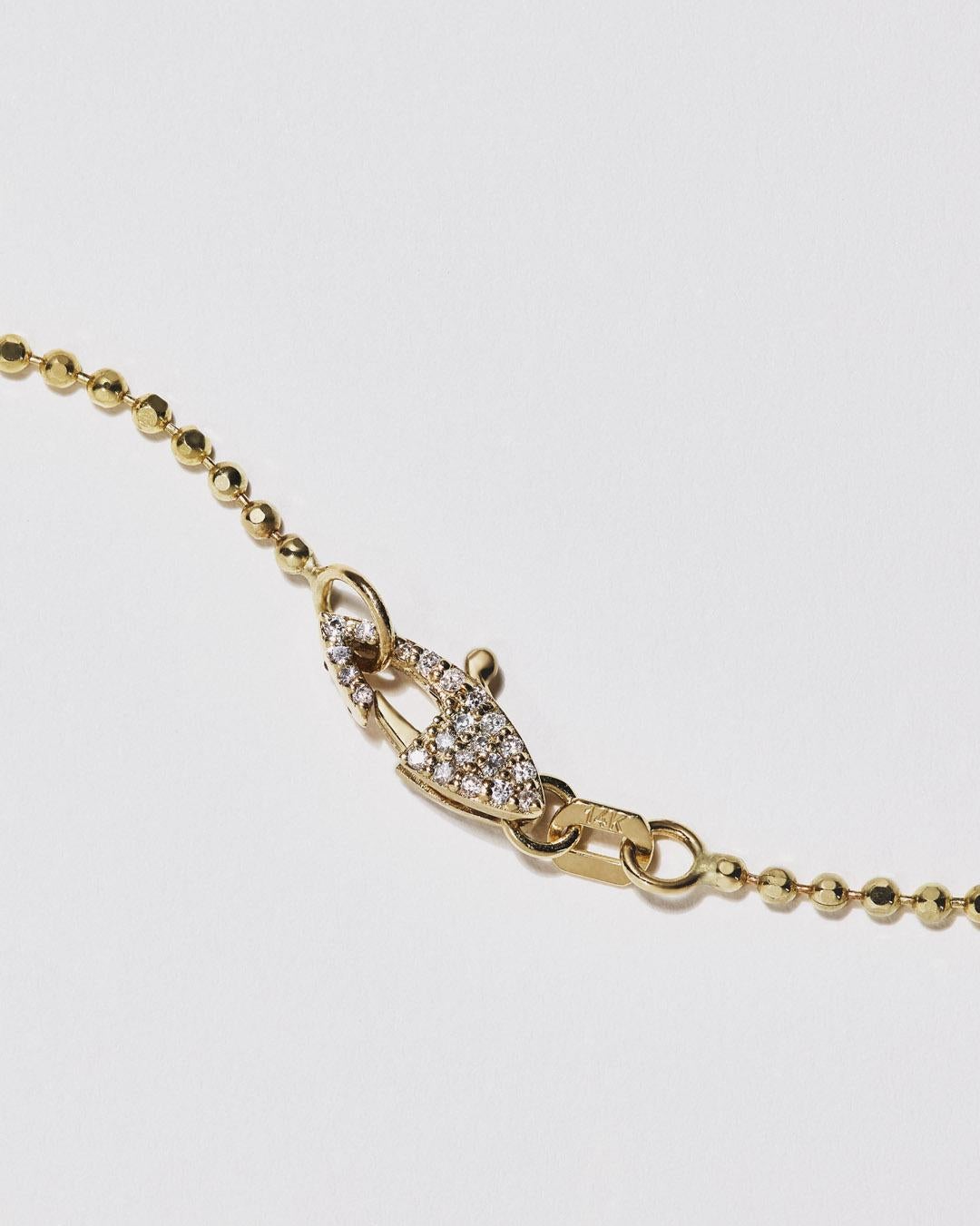 Series of Eleven Diamond Clasp 14k Gold Ball Chain Necklace In New Condition For Sale In Manhattan Beach, CA