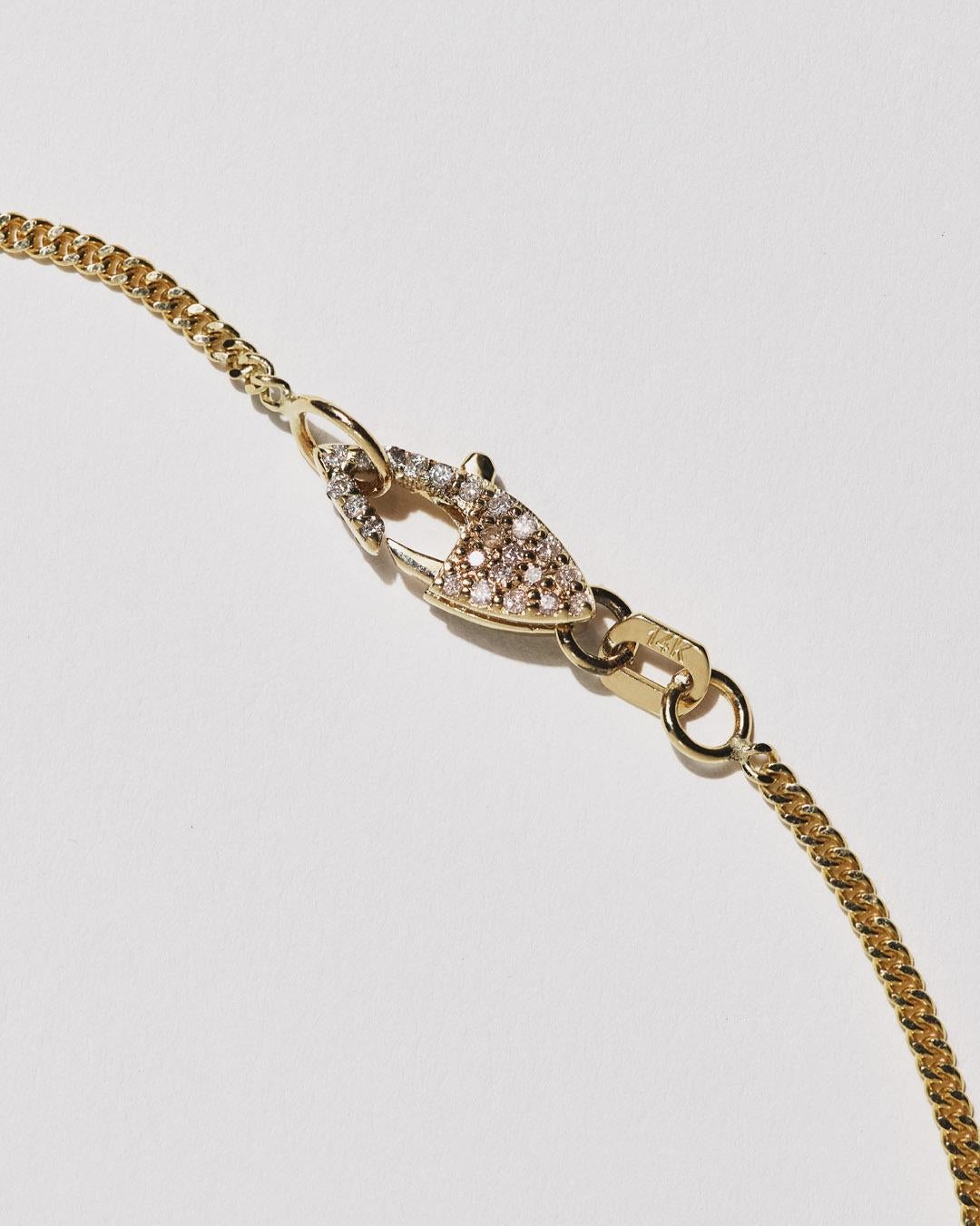 Series of Eleven Diamond Clasp 14k Gold Curb Chain Necklace In New Condition For Sale In Manhattan Beach, CA