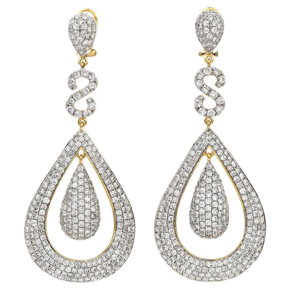 Diamond Chandelier Dangle Earrings For Sale at 1stDibs
