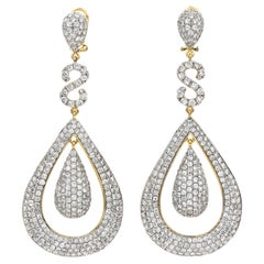 Diamond 14k Gold Dangle Drop Chandelier Dangle Earrings