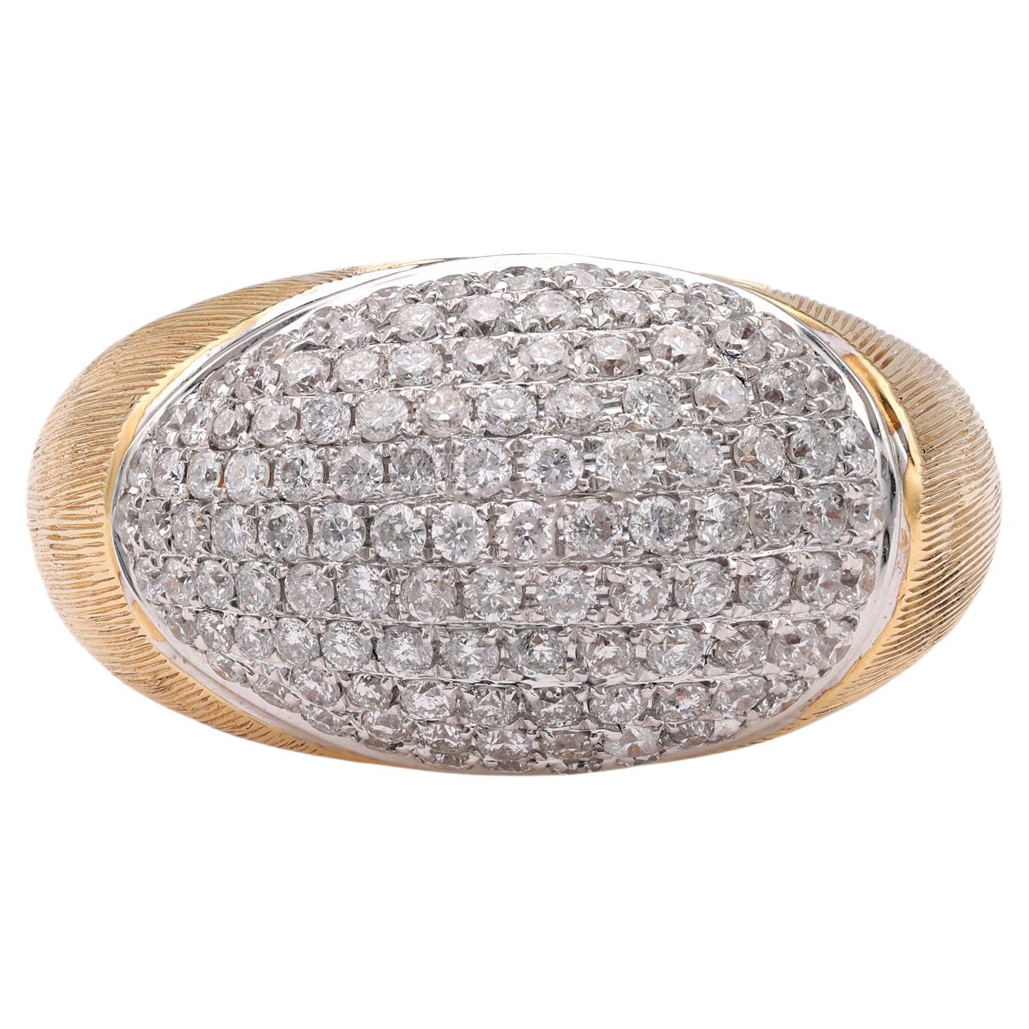 Diamond 14k Gold Dome Ring For Sale