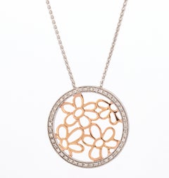 Diamond, 14K Gold Flower Pendant-Necklace