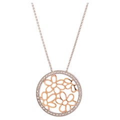 Diamond, 14K Gold Flower Pendant-Necklace