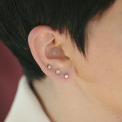 Diamond 14 Karat Gold Formation Circle Mini Stud