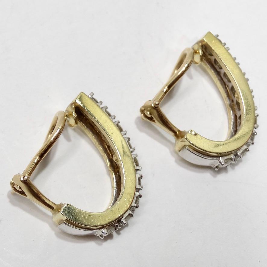 Diamond 14K Gold Hoop Earrings In Good Condition For Sale In Scottsdale, AZ