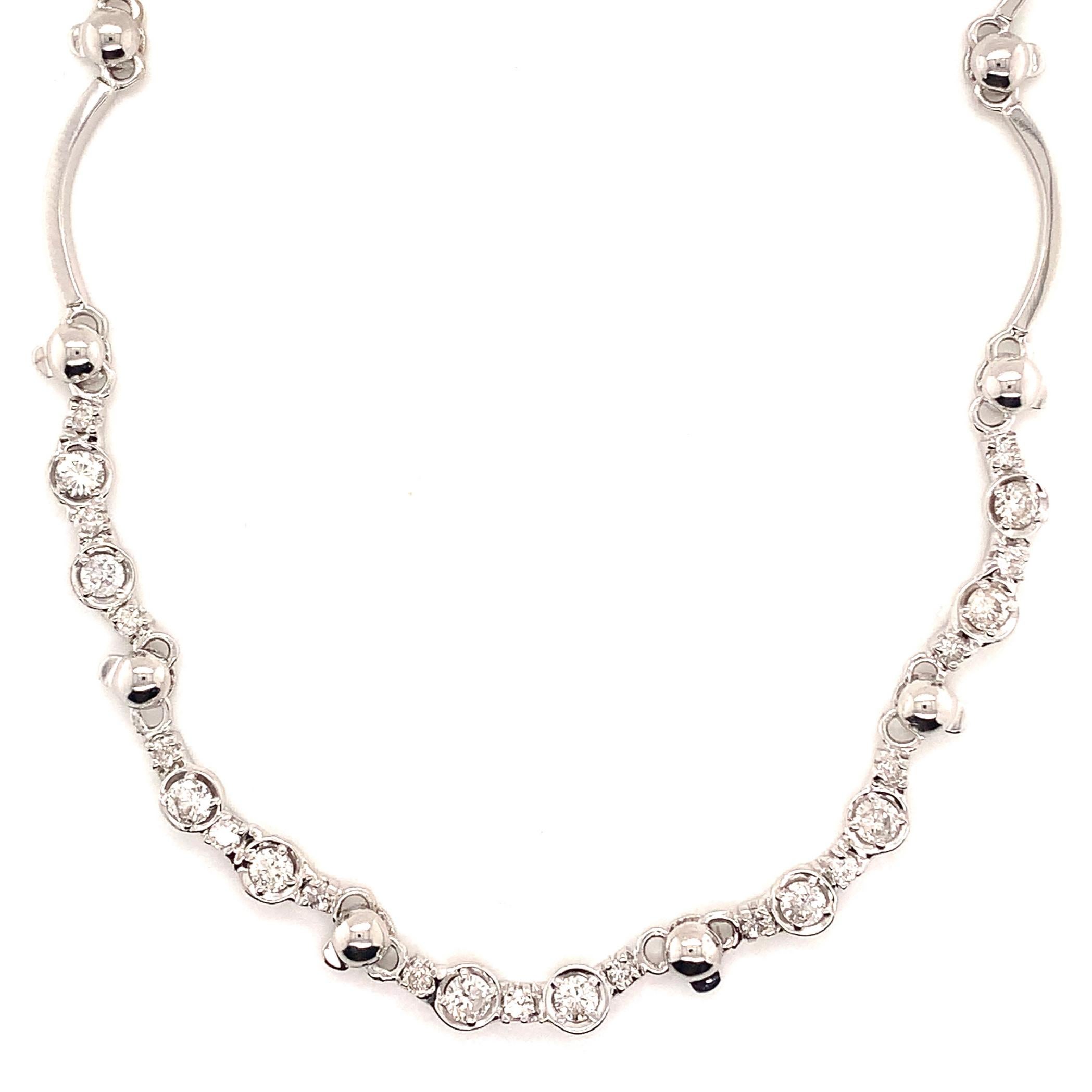 Round Cut Diamond 14k Gold Necklace 1.5 TCW Certified For Sale