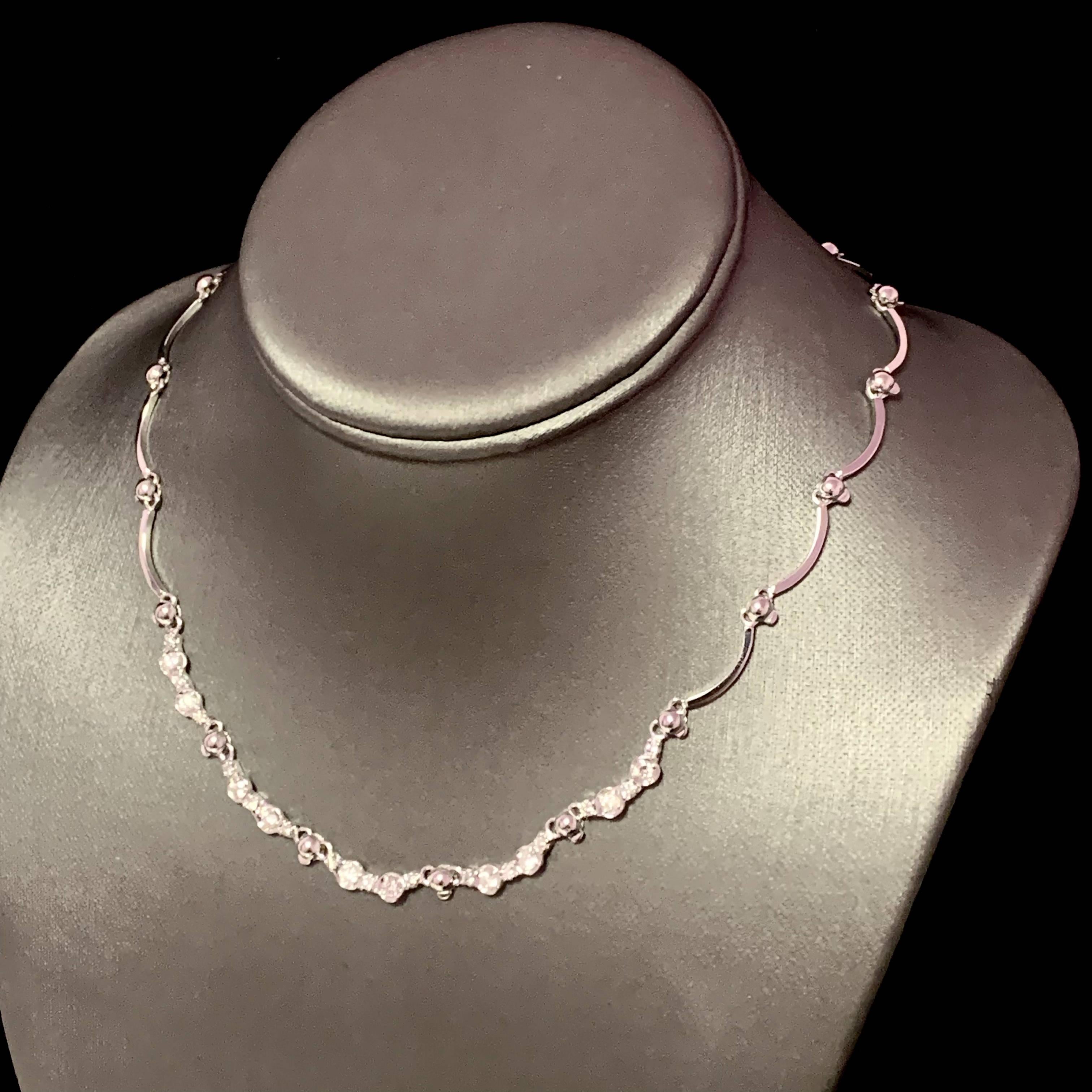 Collier en or 14k certifié 1,5 TCW avec diamants en vente 1