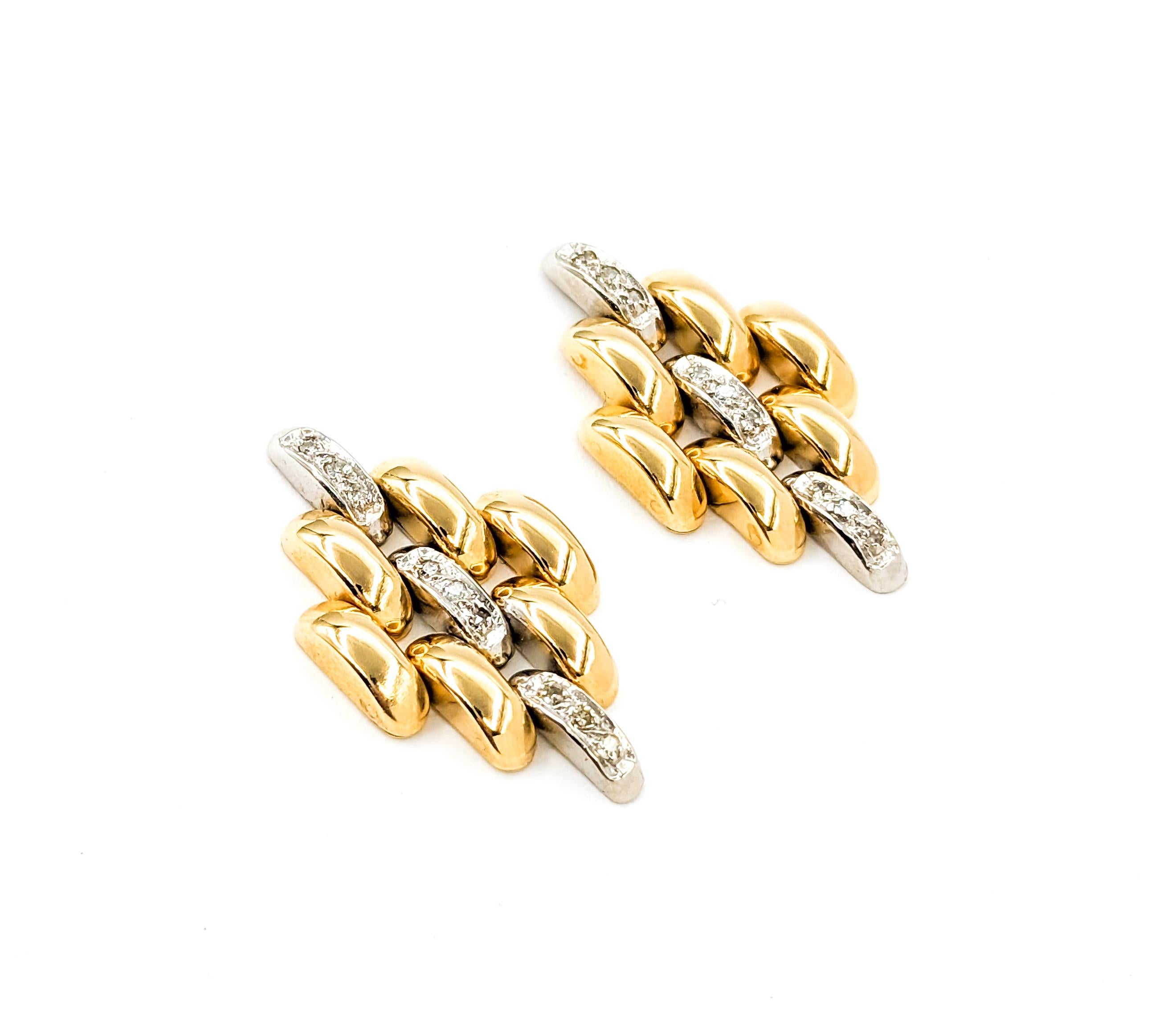 Women's Diamond & 14K Gold Panther Link Earrings zin TZwo-Tone Gold