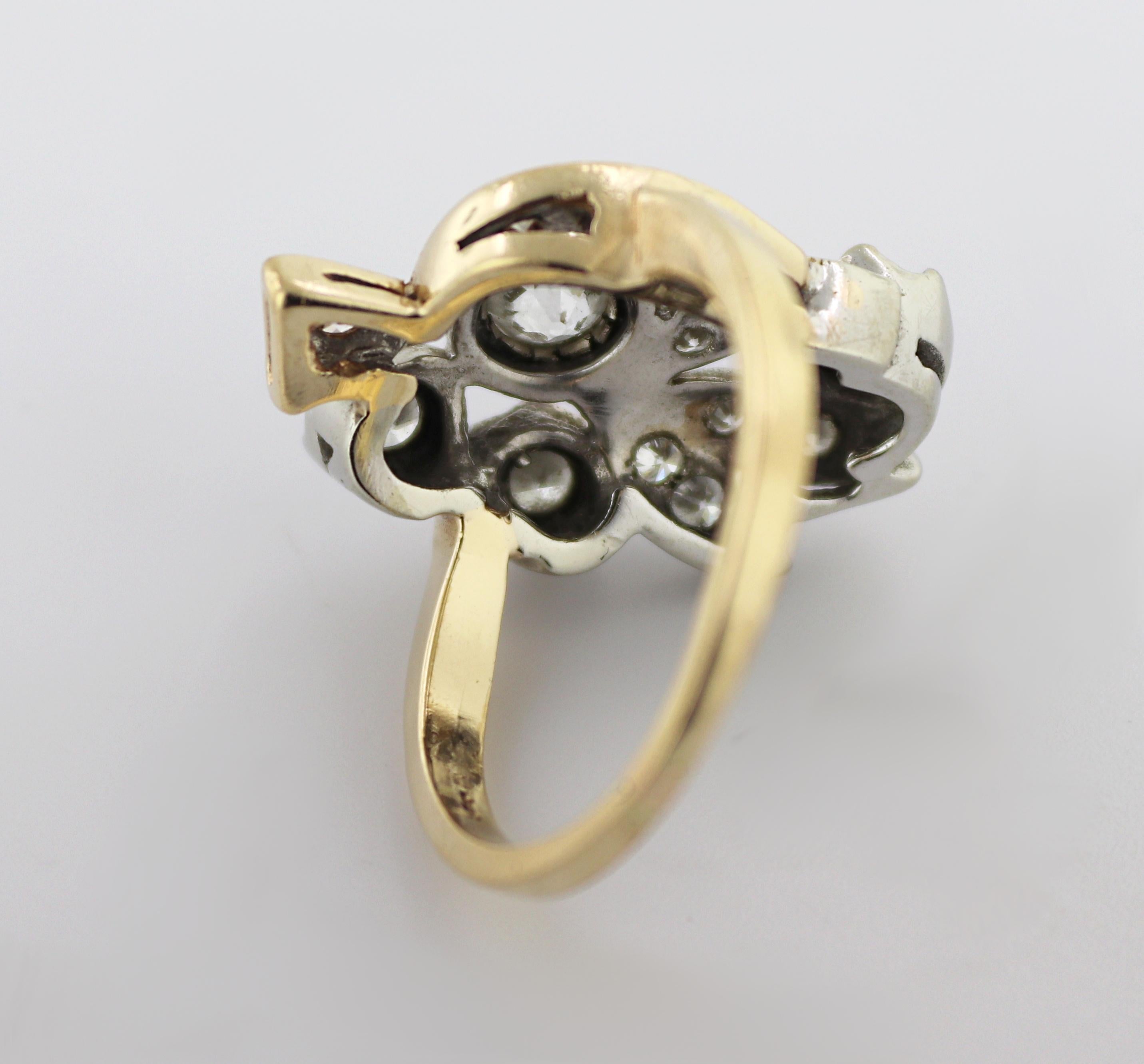 Taille ronde Diamant, bague en or 14K en vente