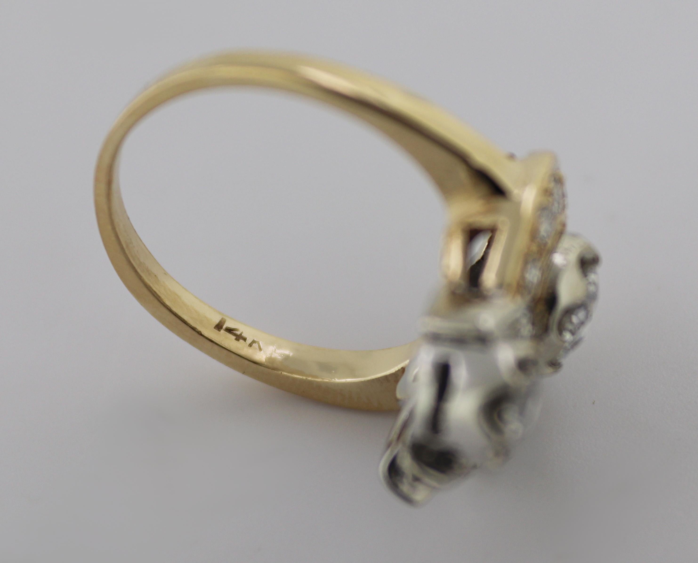 Diamant, bague en or 14K Bon état - En vente à Pleasant Hill, CA