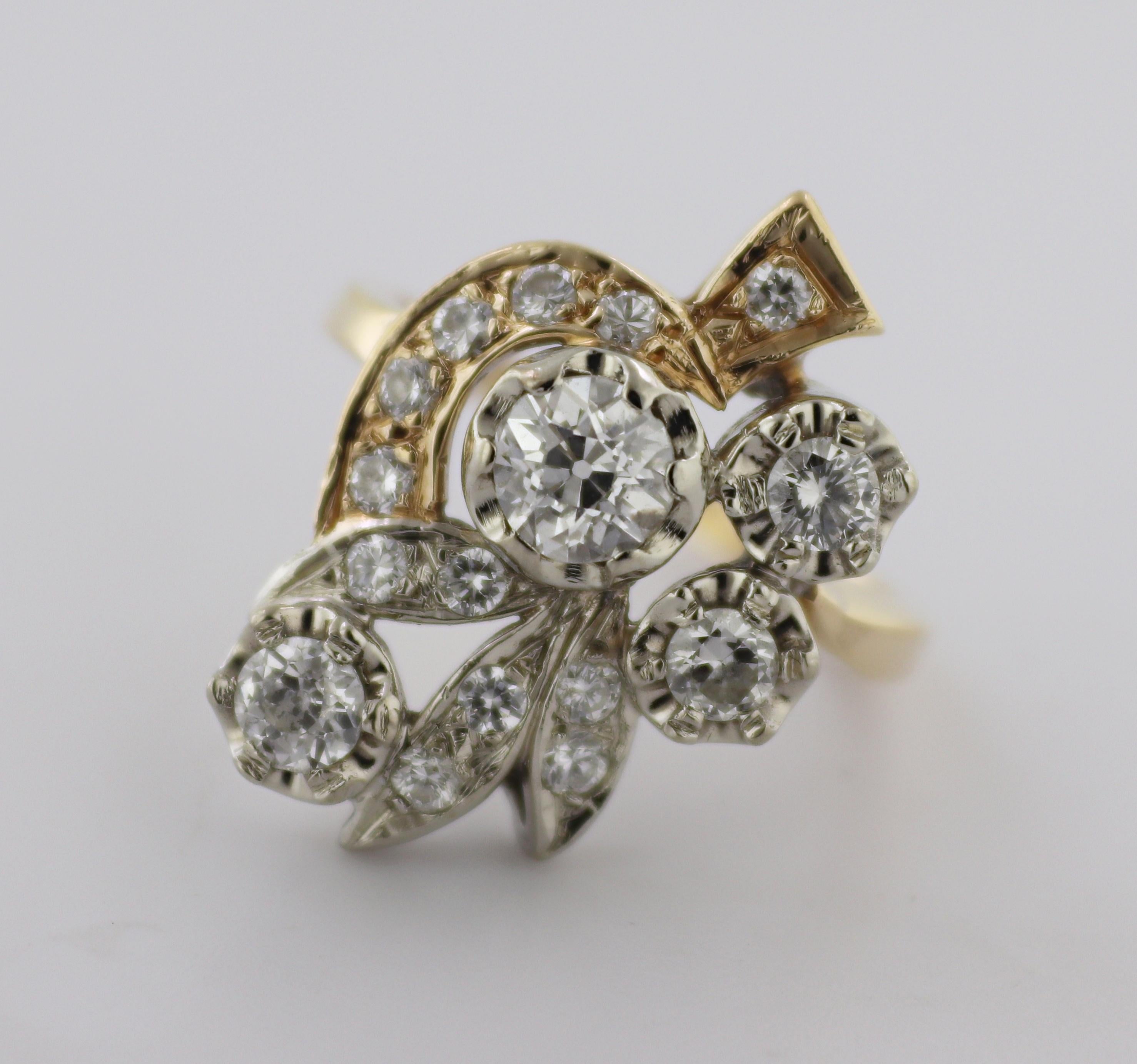 Diamant, bague en or 14K en vente 1