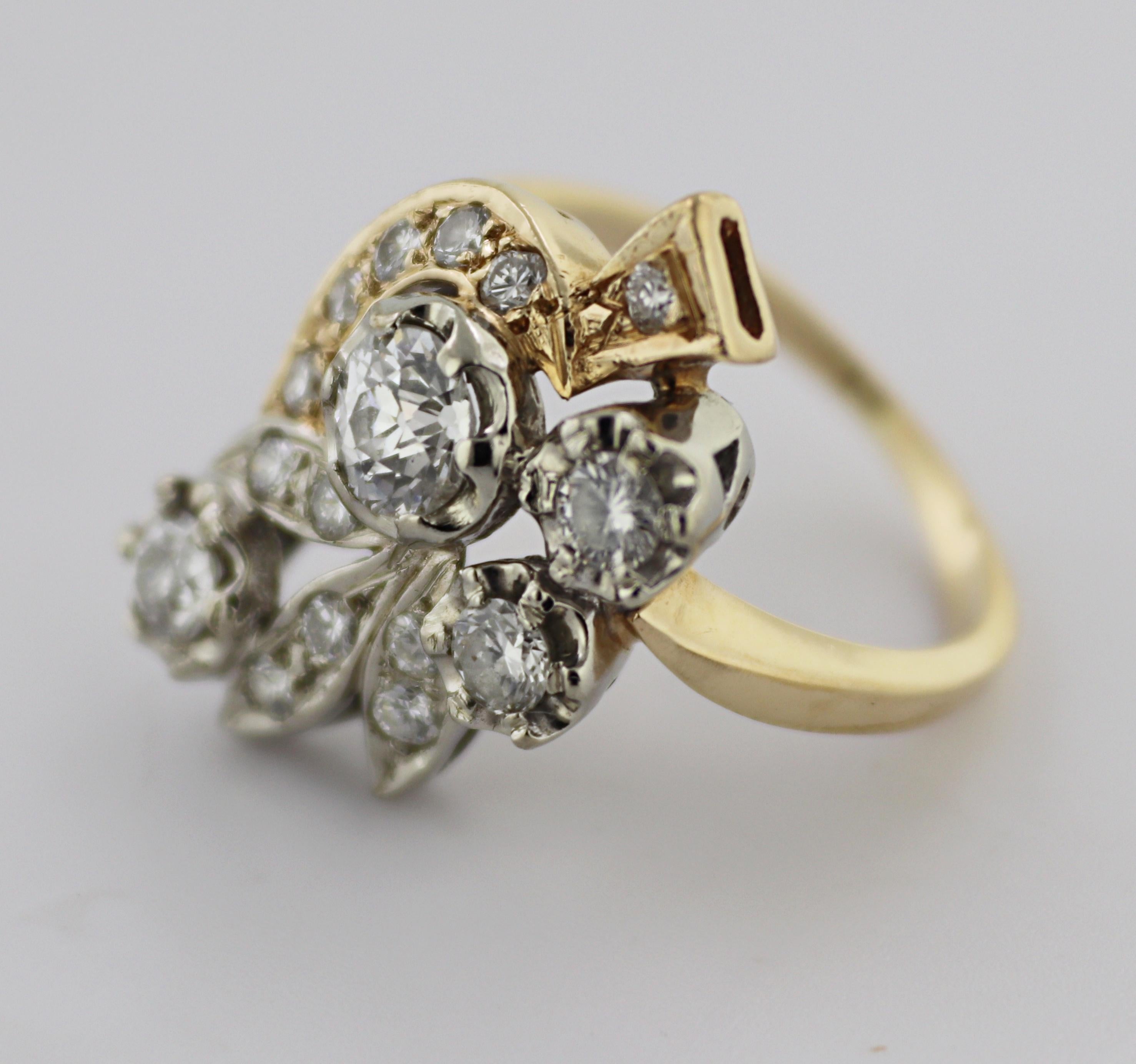 Diamant, bague en or 14K en vente 2