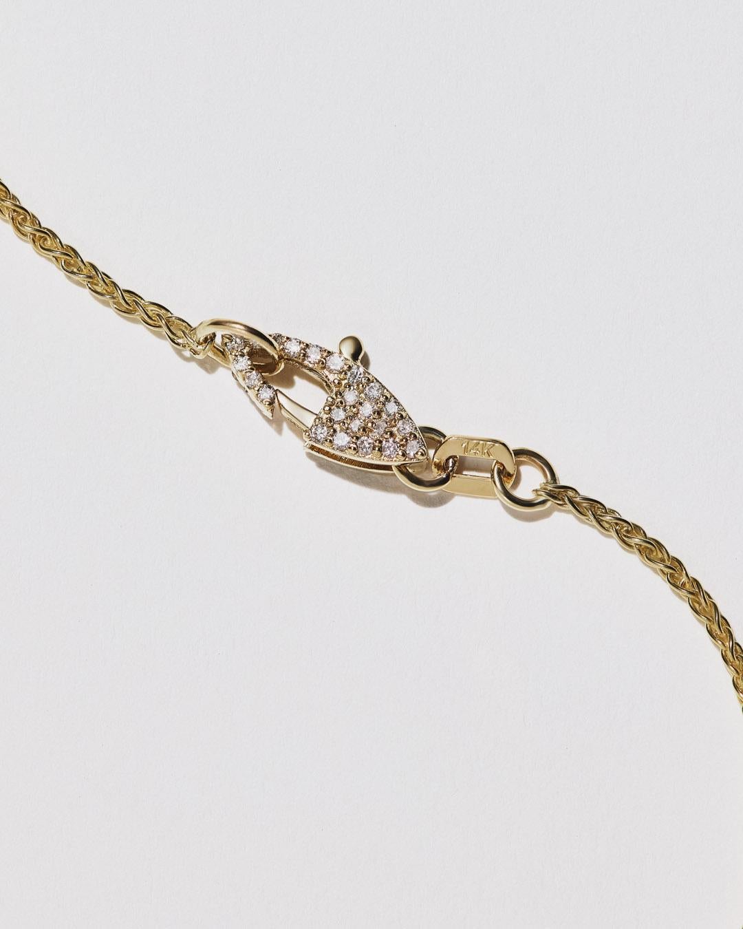Series of Eleven Diamond Clasp 14k Gold Wheat Chain Necklace In New Condition For Sale In Manhattan Beach, CA