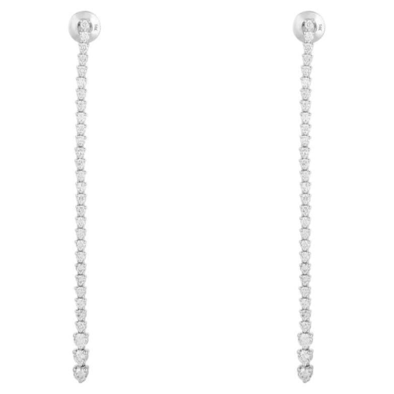2.53ct Diamond 14K White Gold Long Line Drop Earrings