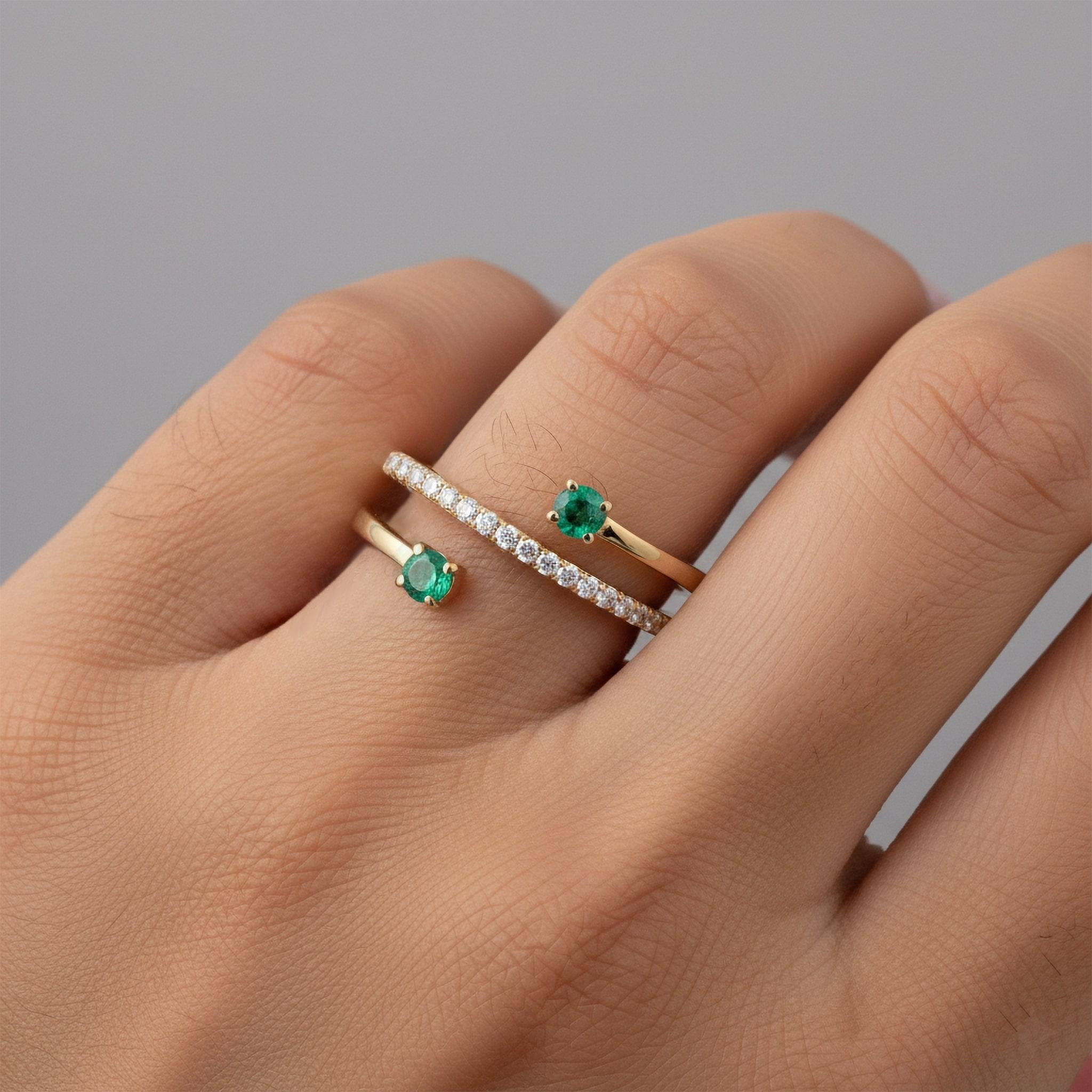 For Sale:  Diamond 14K (or 18k upon request) Yellow Gold Thin Stackable Eternity Ring 2