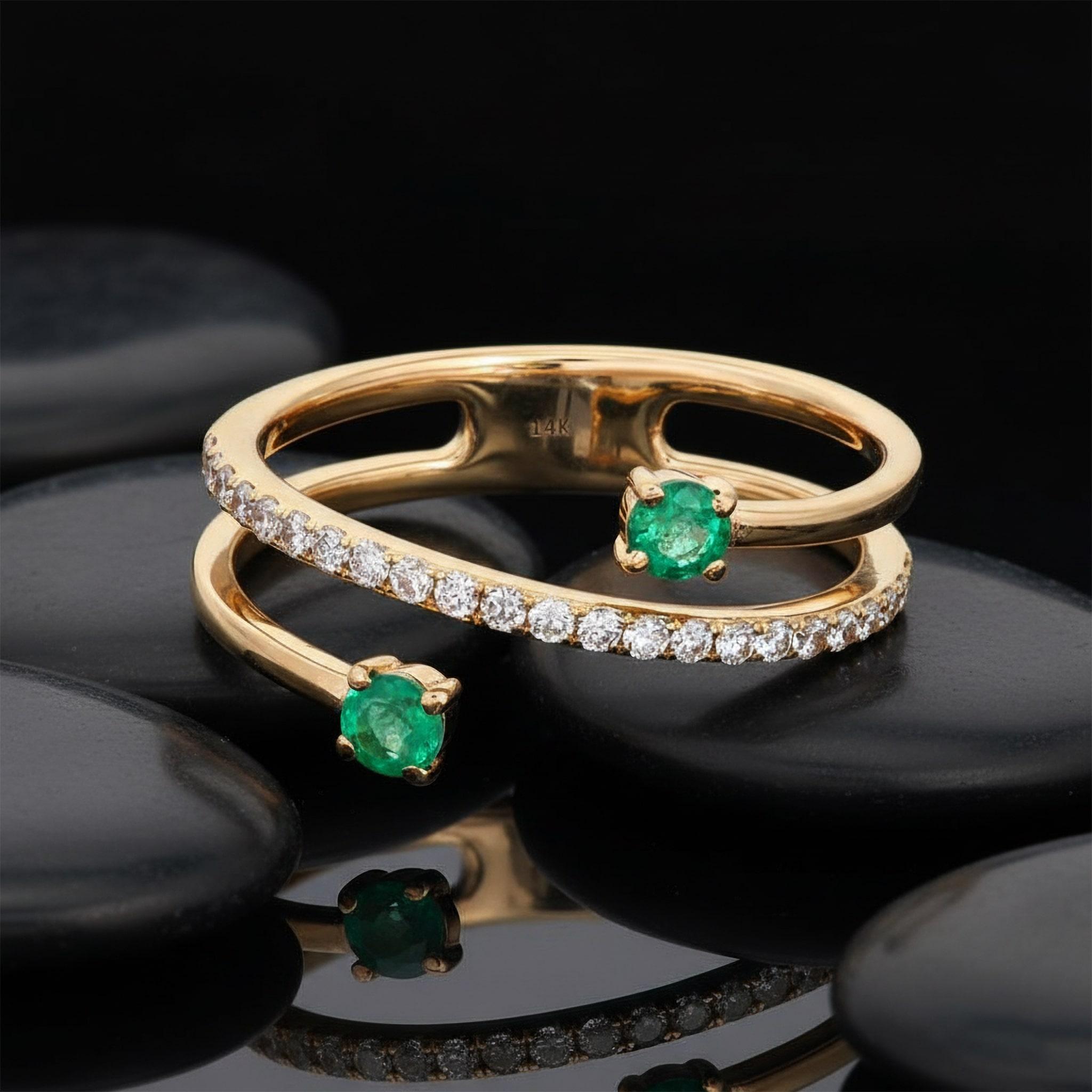 For Sale:  Diamond 14K (or 18k upon request) Yellow Gold Thin Stackable Eternity Ring 3