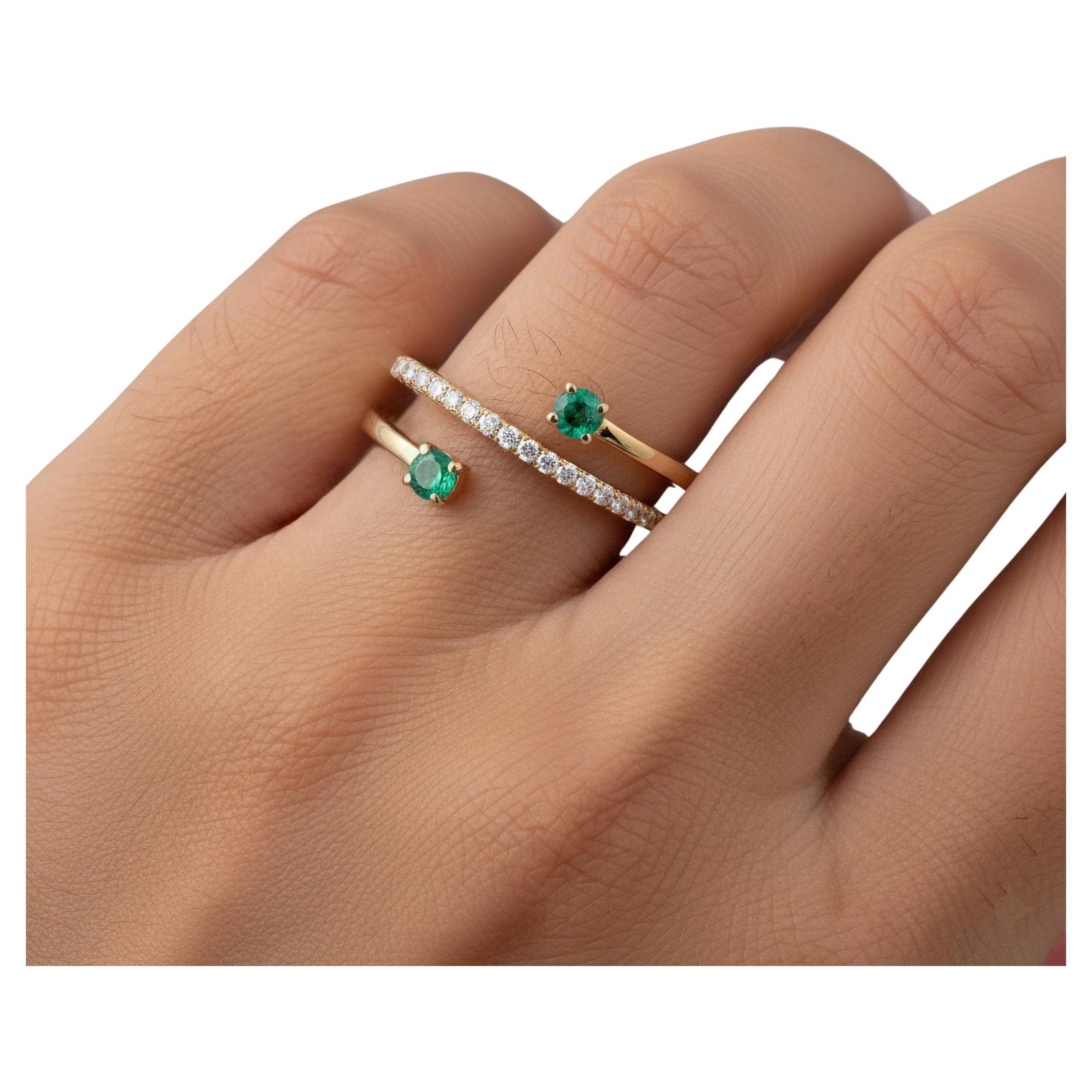 For Sale:  Diamond 14K (or 18k upon request) Yellow Gold Thin Stackable Eternity Ring