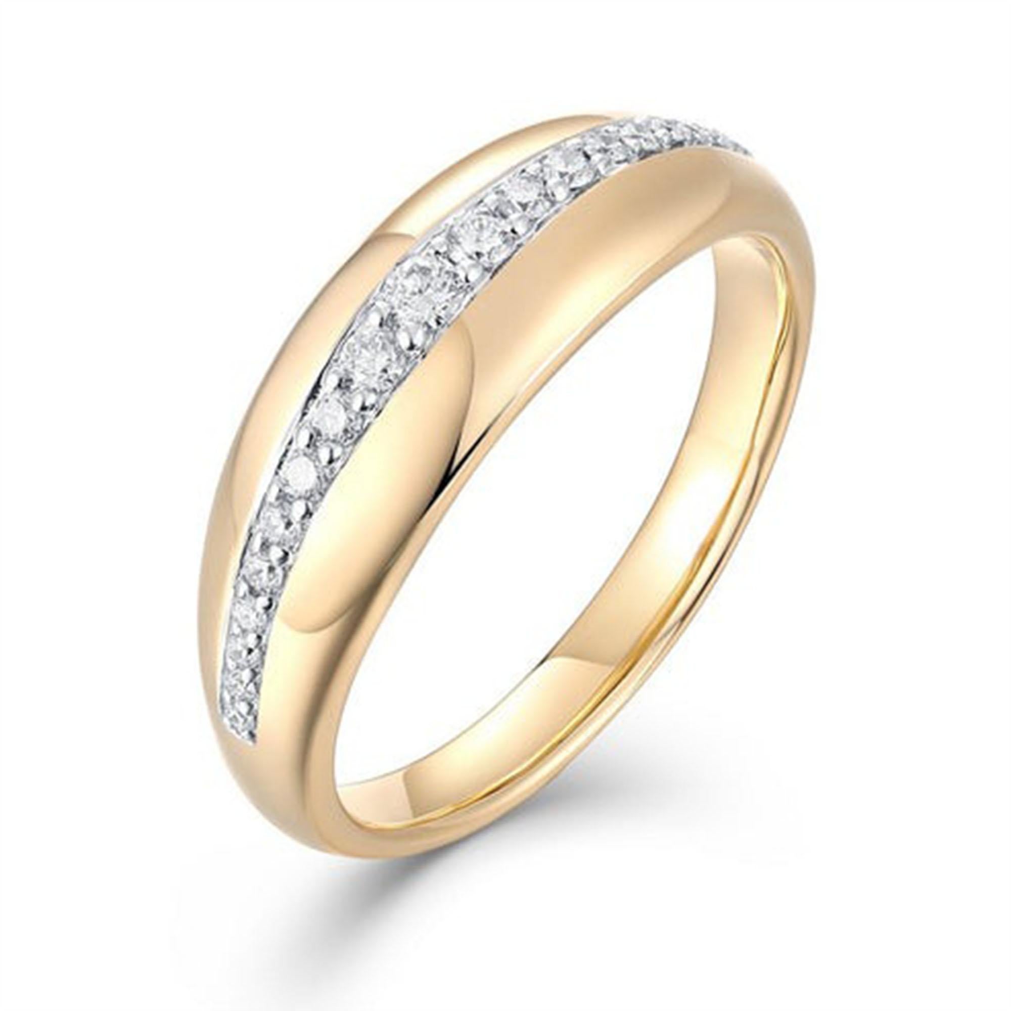 En vente :  Bague en or jaune 14K (ou 18k sur demande) avec diamant et anneau en forme de vague 4