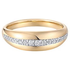 Bague en or jaune 14K (ou 18k sur demande) avec diamant et anneau en forme de vague