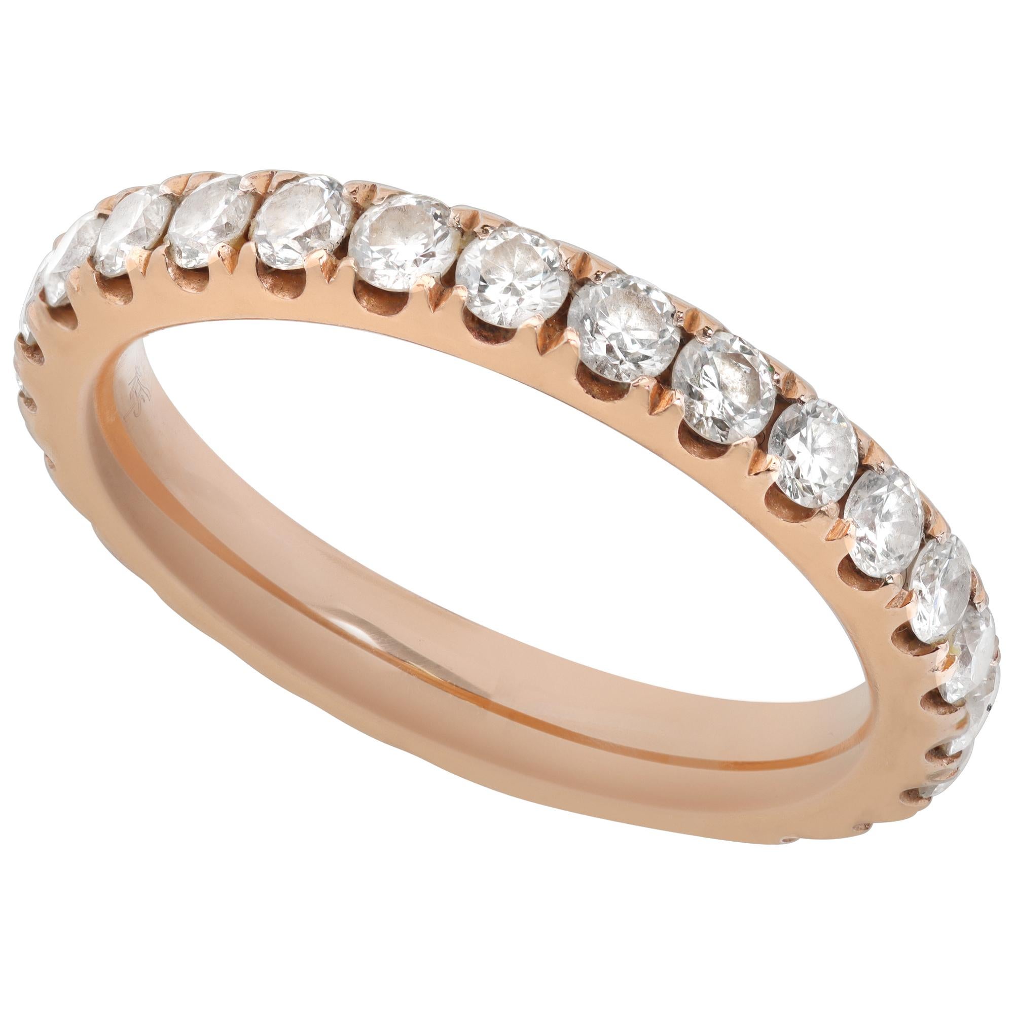 Diamond 14k rose gold eternity band In Excellent Condition For Sale In Surfside, FL