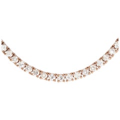 Diamond 14k Rose Gold Tennis Necklace with 6.45 Carats in Diamonds