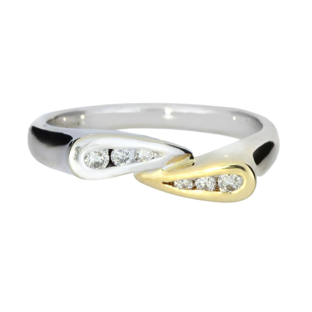 Round Cut Diamond 14K Teardrop Bypass Ring For Sale
