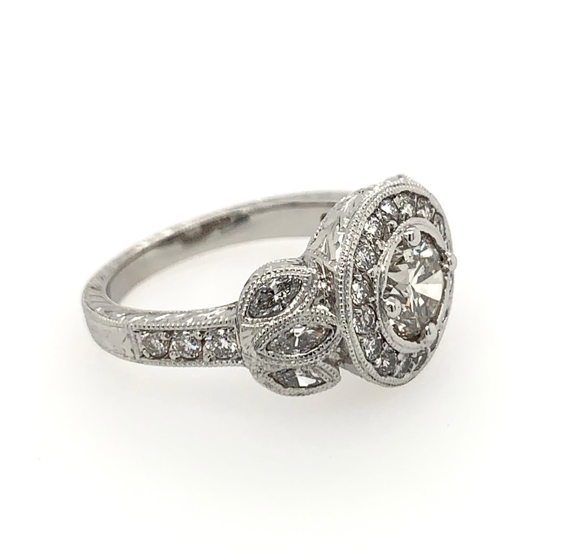 Contemporary Diamond 14 Karat White Gold Engagement Ring