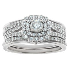 Diamond 14k white gold Engagement ring with removable wedding band