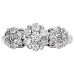 Diamond 14k white gold flower style ring