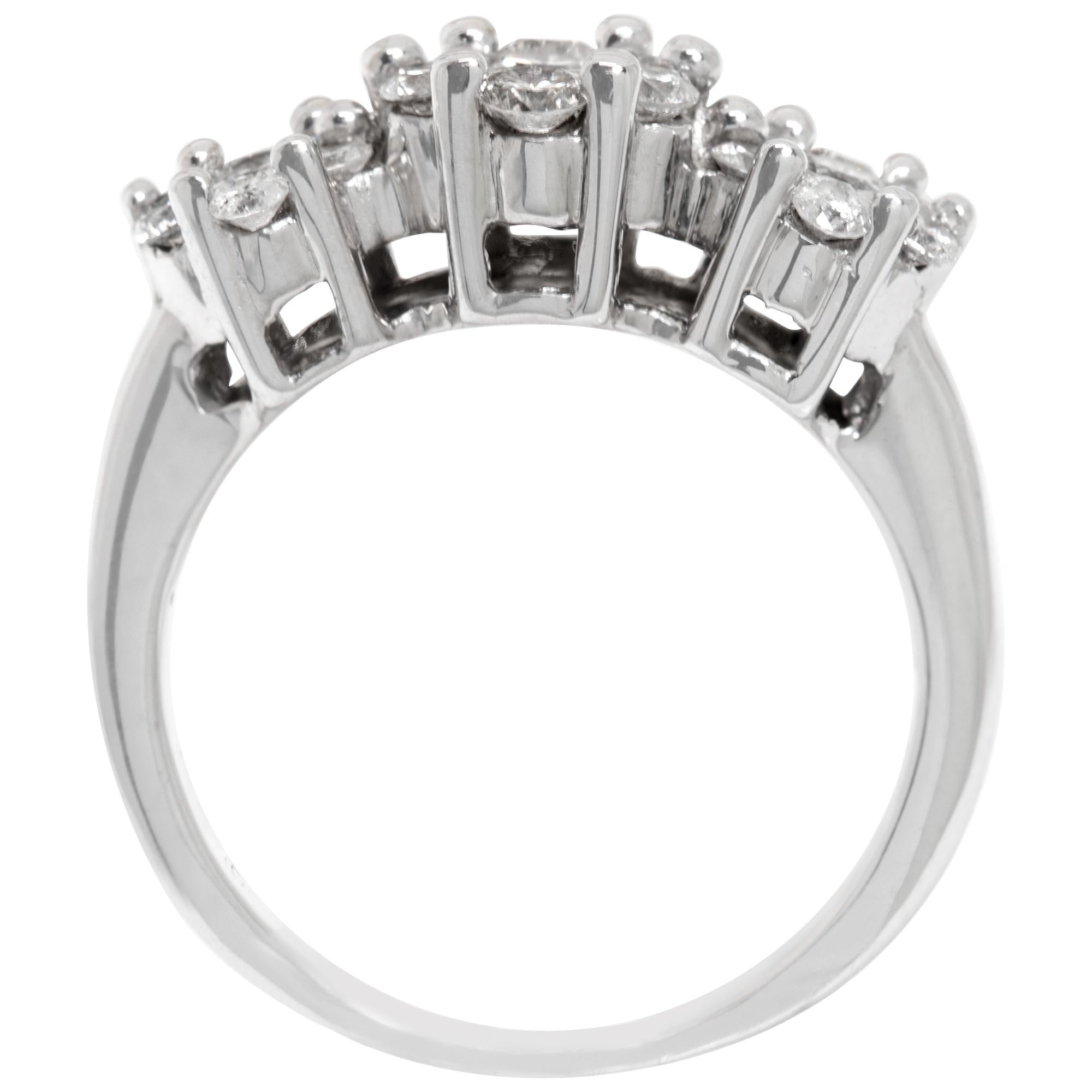 Women's Diamond 14k white gold flower style ring For Sale