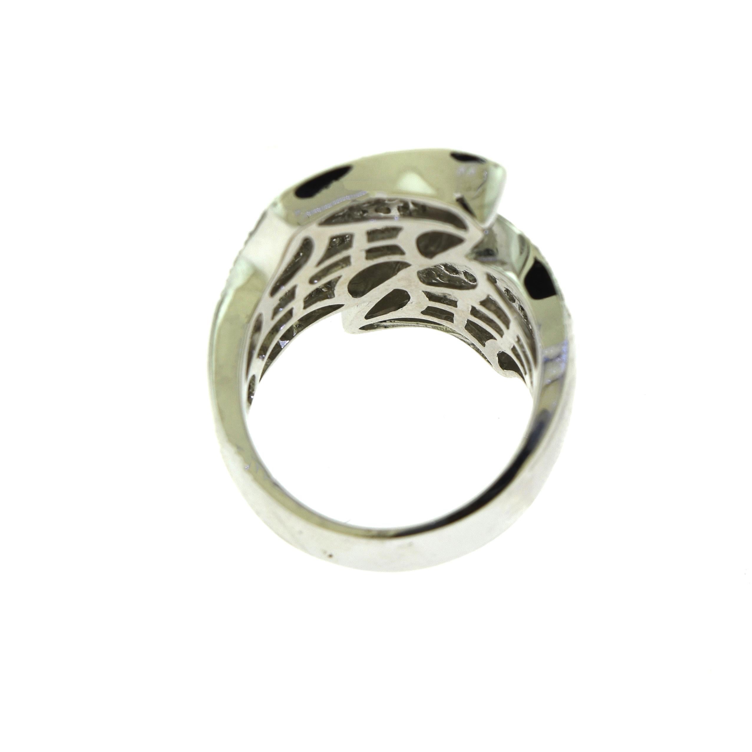 Großer Diamant-Cocktailring aus 14 Karat Weißgold mit Schleife im Angebot 1