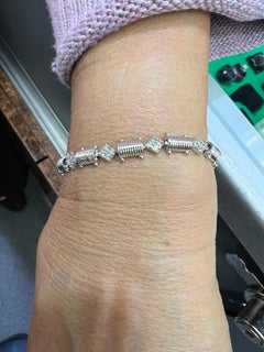 Diamond 14k White Gold Link Bracelet 7.25" Long