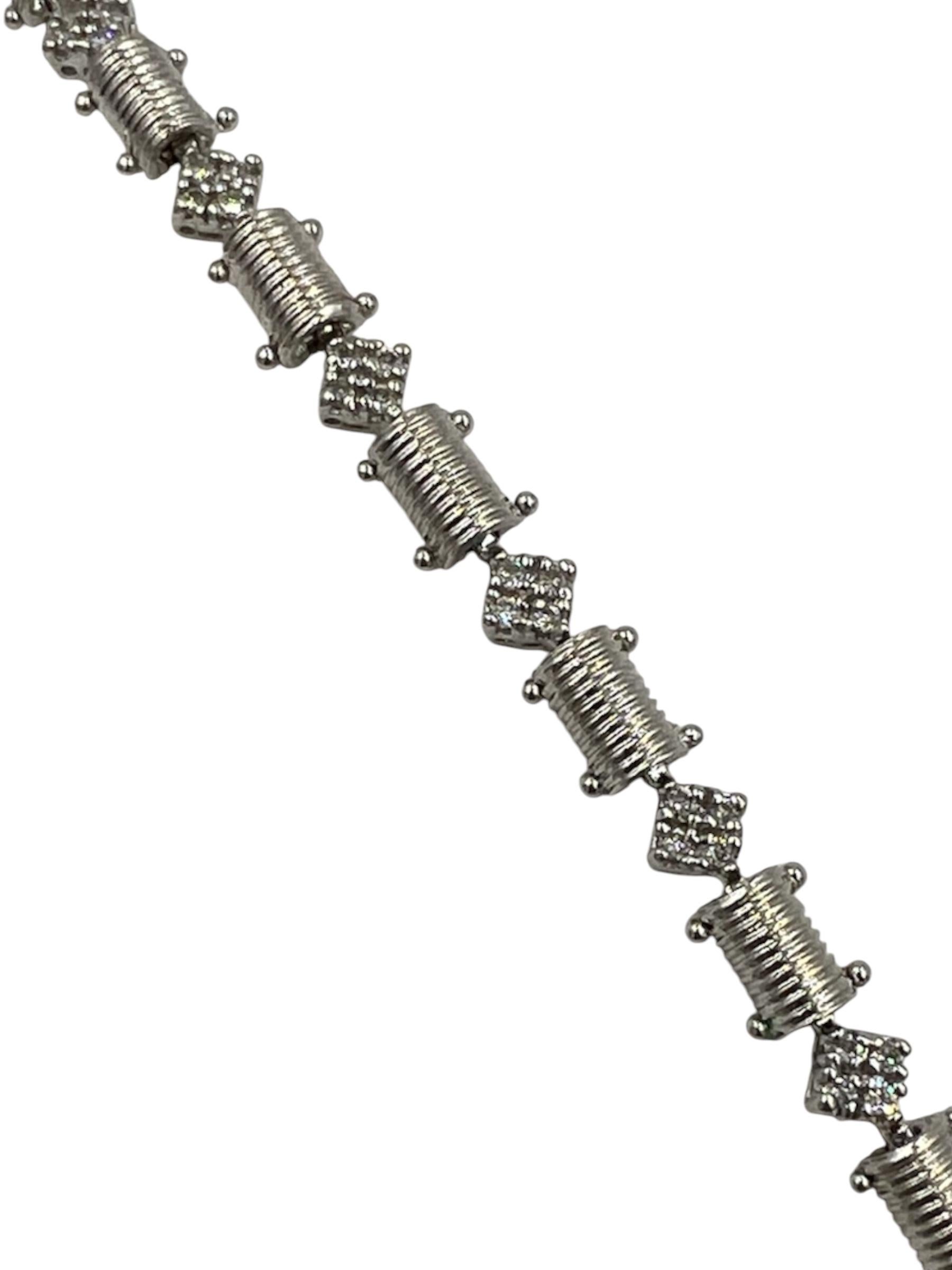 Diamond 14k White Gold Link Bracelet 7.25