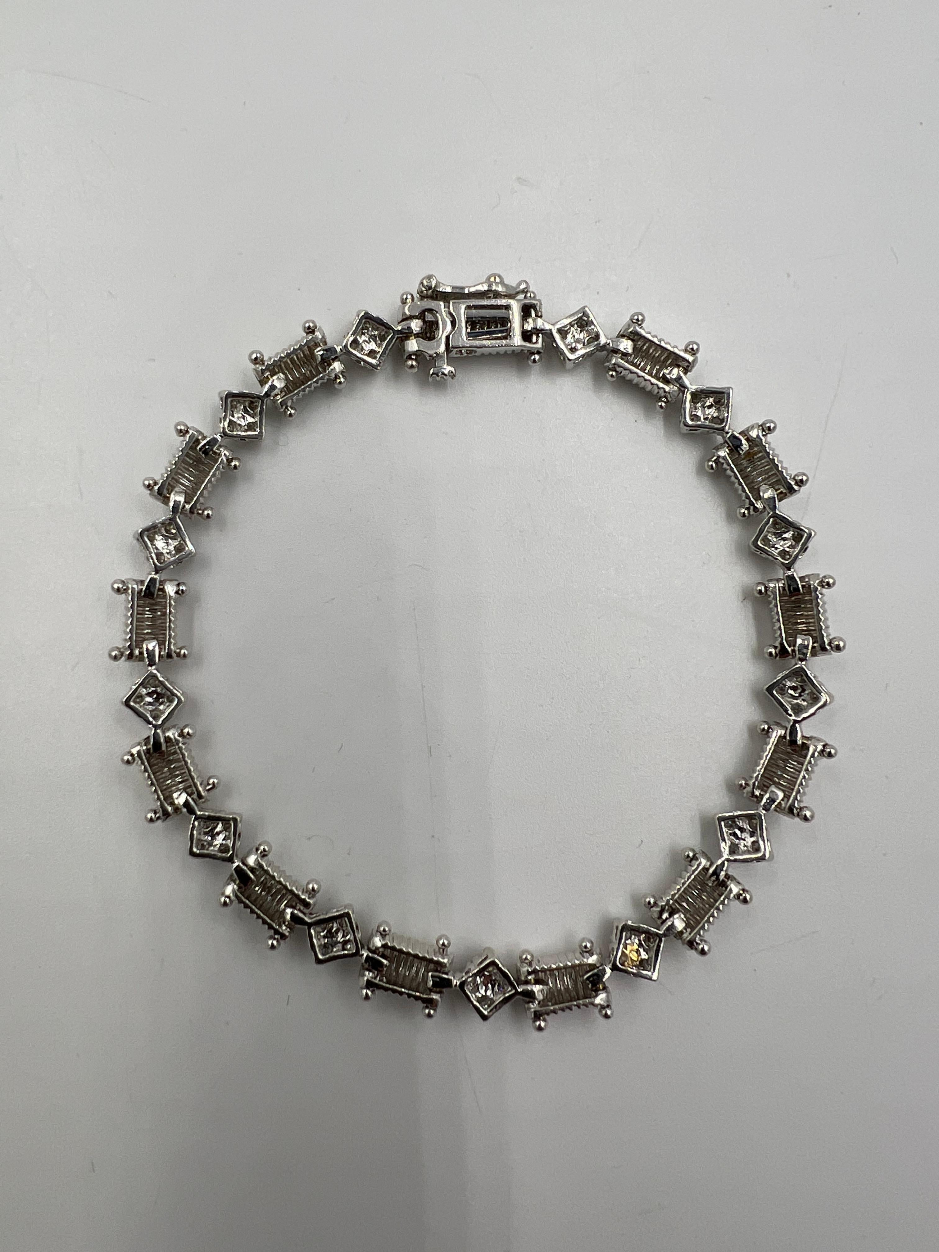 Diamond 14k White Gold Link Bracelet 7.25