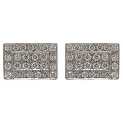 Gemello rettangolare con diamante e oro bianco 14K