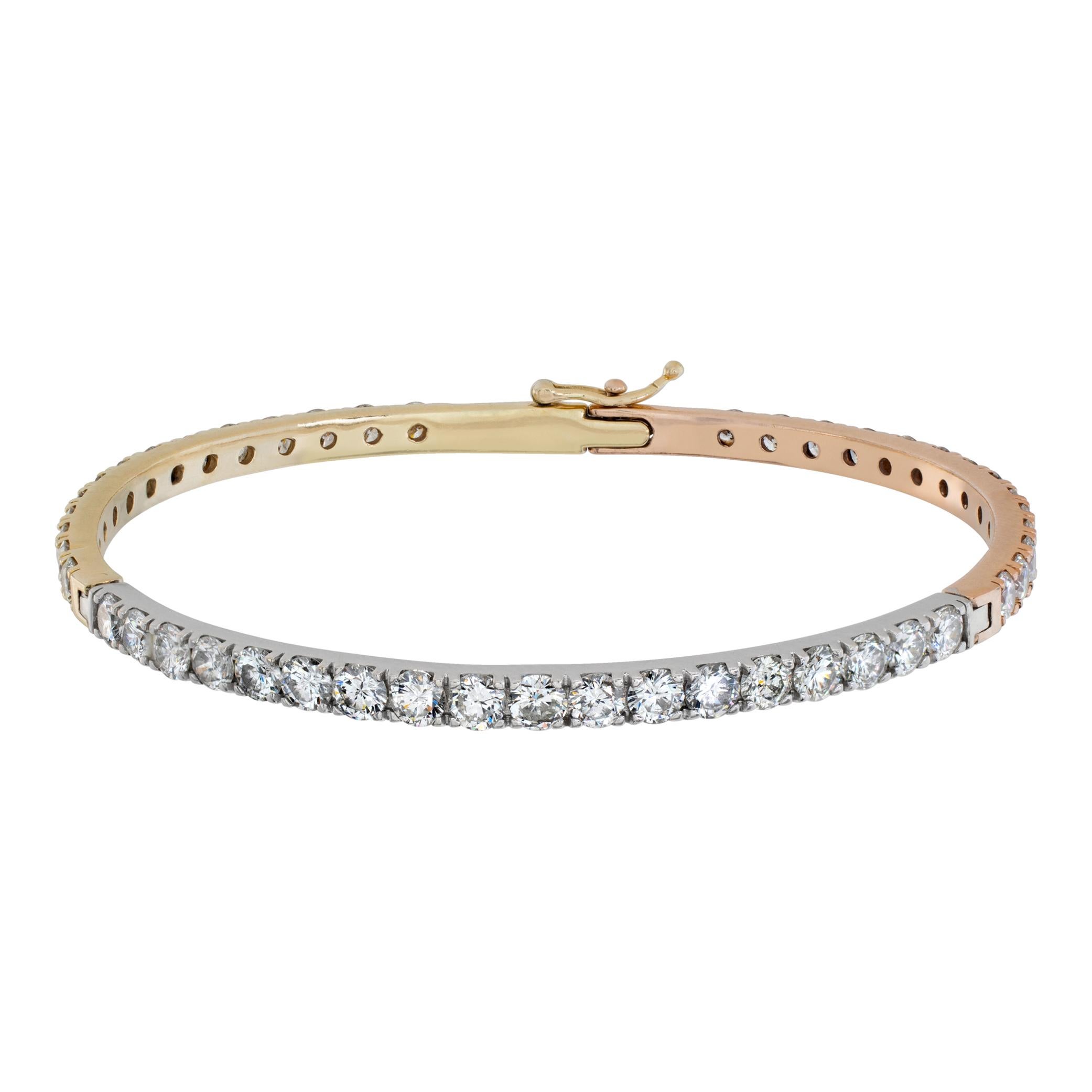 Bracelet / bracelet en or blanc, rose et jaune 14 carats avec diamants