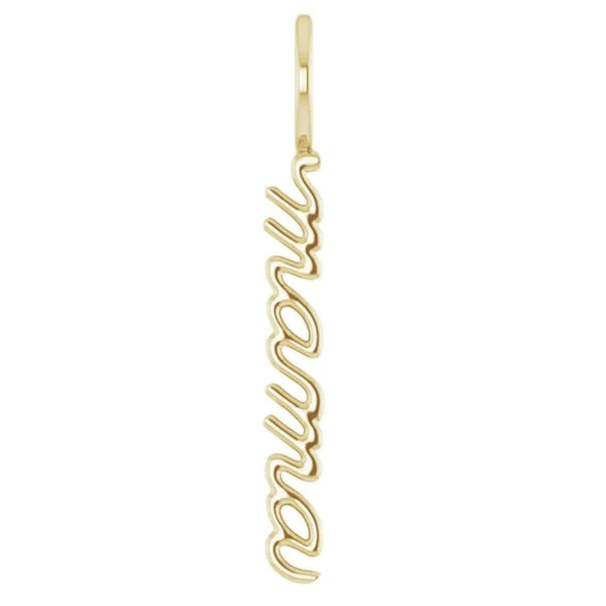 Collana con diamanti in oro giallo 14K 30MM Lettera MAMA