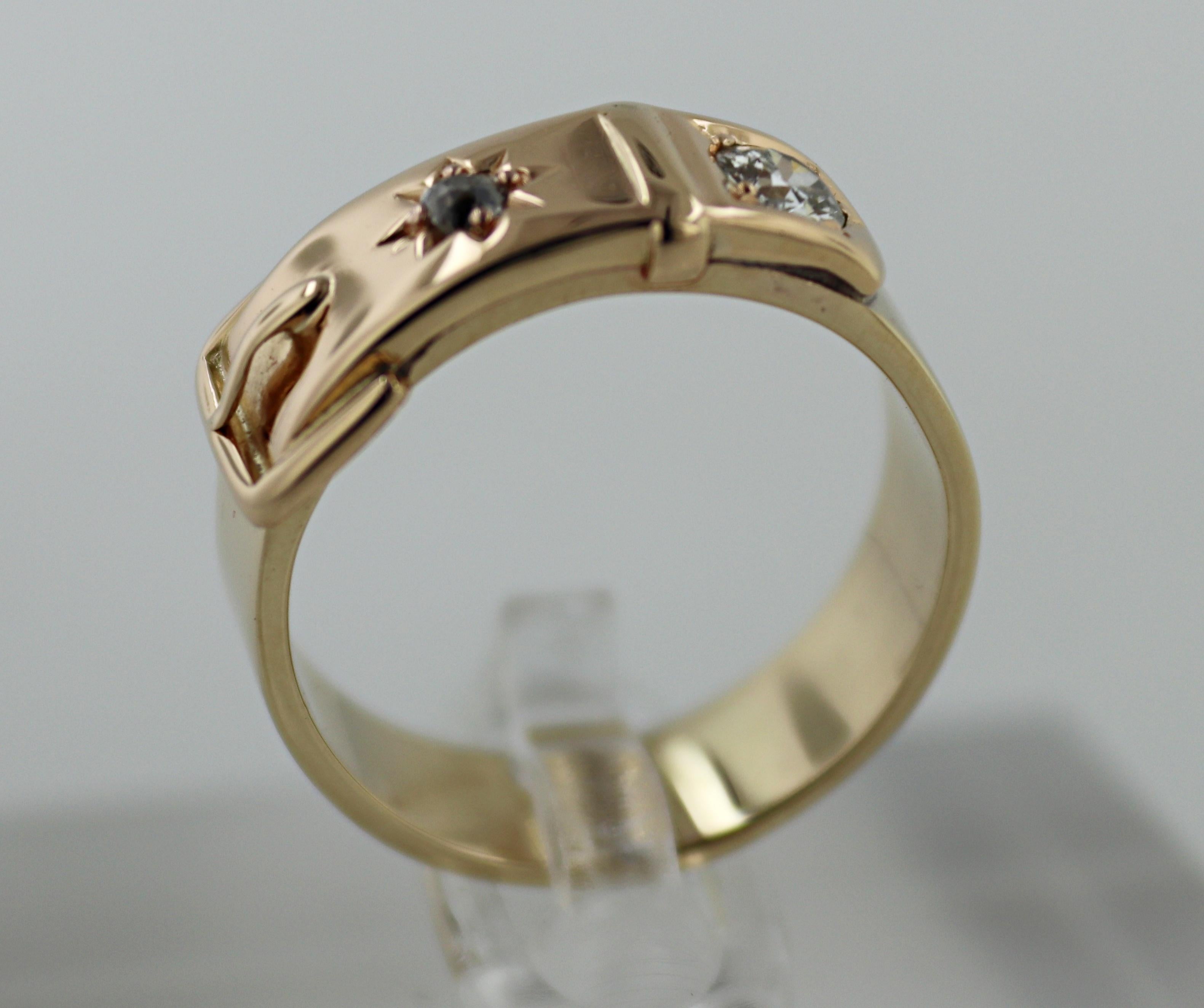 Diamond, 14k Yellow Gold Buckle Ring For Sale 11