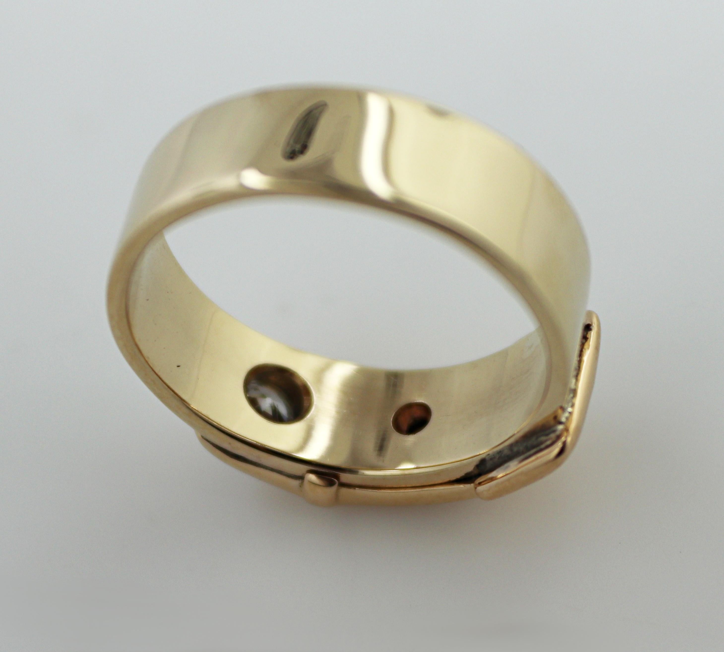 Diamond, 14k Yellow Gold Buckle Ring For Sale 12