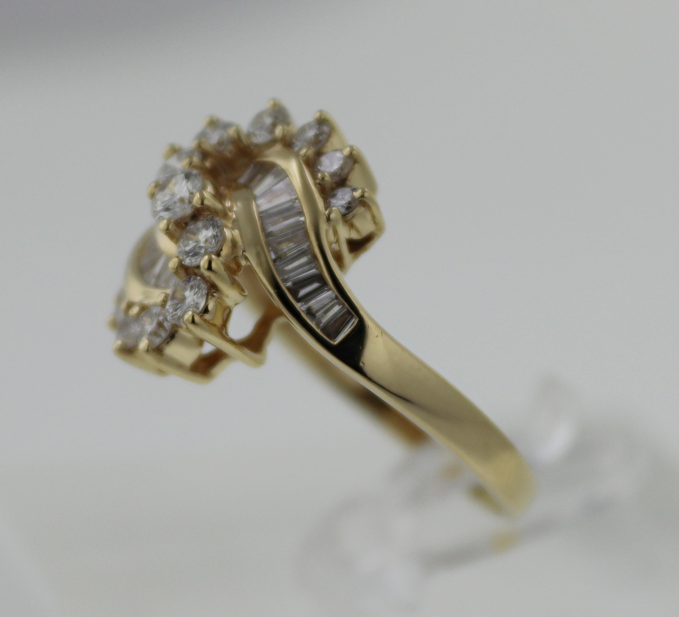By-Pass-Ring, Diamant, 14 Karat Gelbgold im Zustand „Gut“ im Angebot in Pleasant Hill, CA
