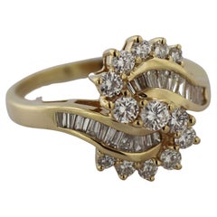 Diamond, 14k Yellow Gold By-Pass Ring