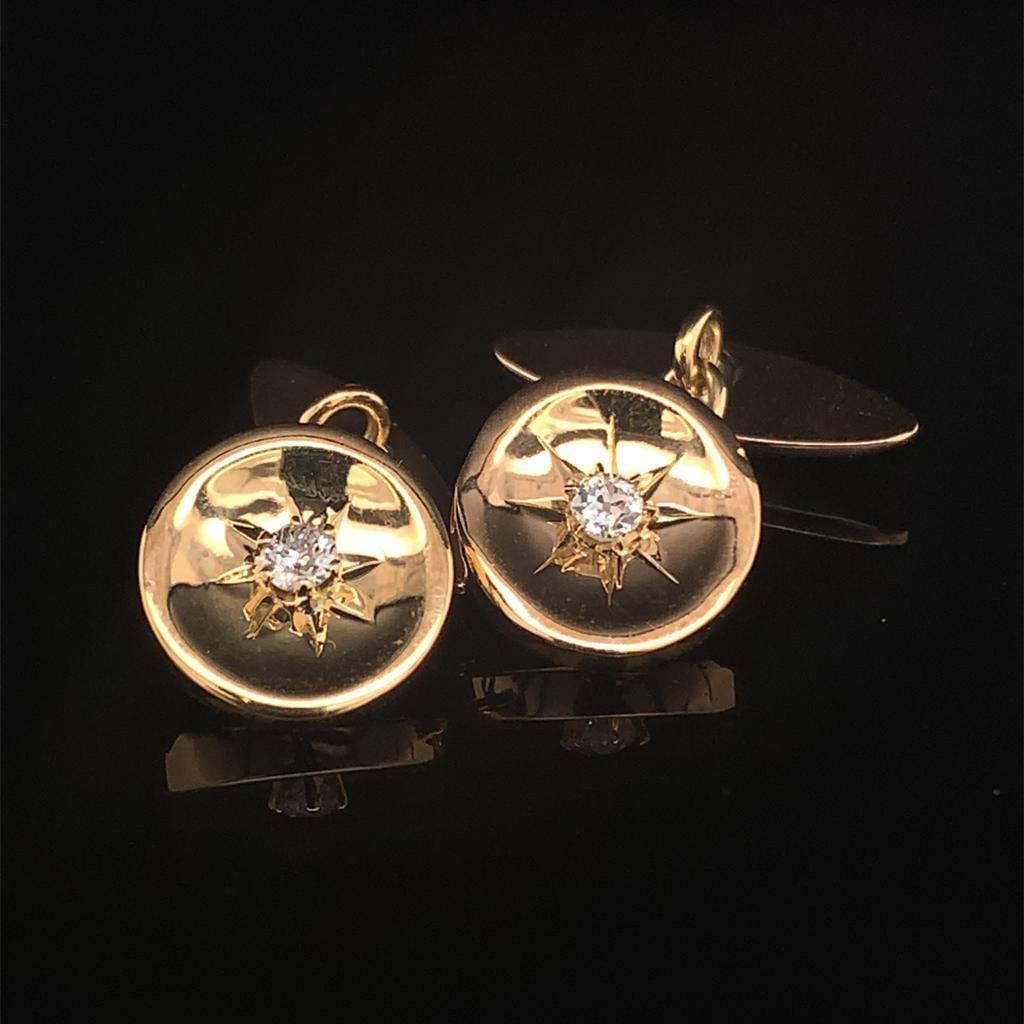 Gemelli in oro giallo 14k con diamante certificato in vendita 2