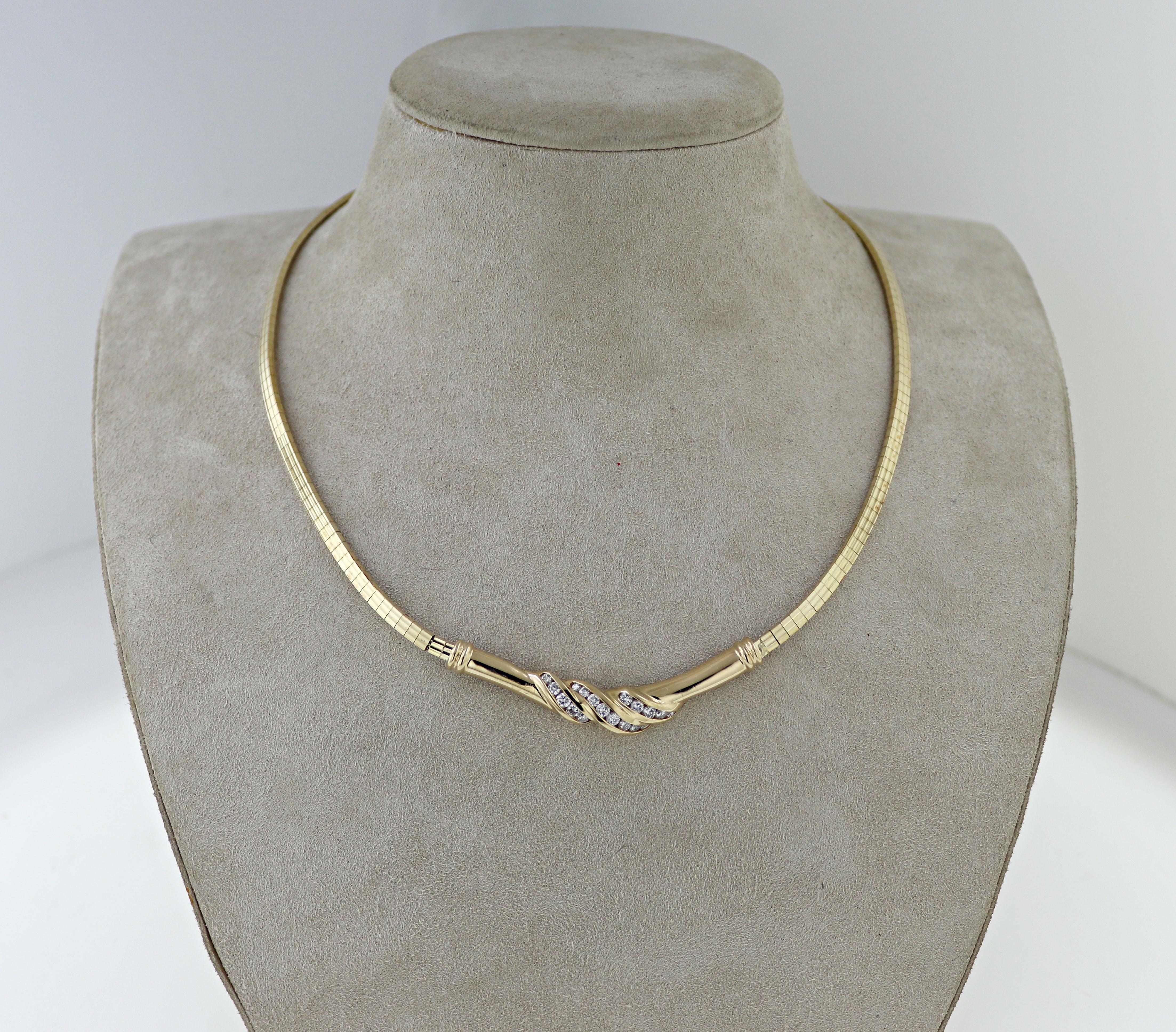 Artisan Diamond, 14K Yellow Gold Necklace For Sale